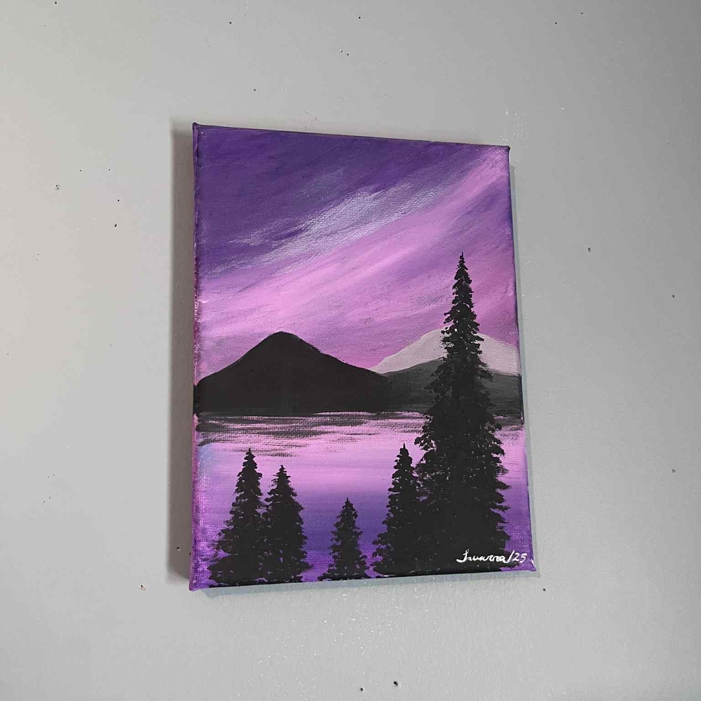 Purple and Black Mountain Canvas Art